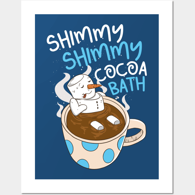 Shimmy Shimmy Cocoa Bath // Funny Hot Cocoa Snowman Cartoon Wall Art by SLAG_Creative